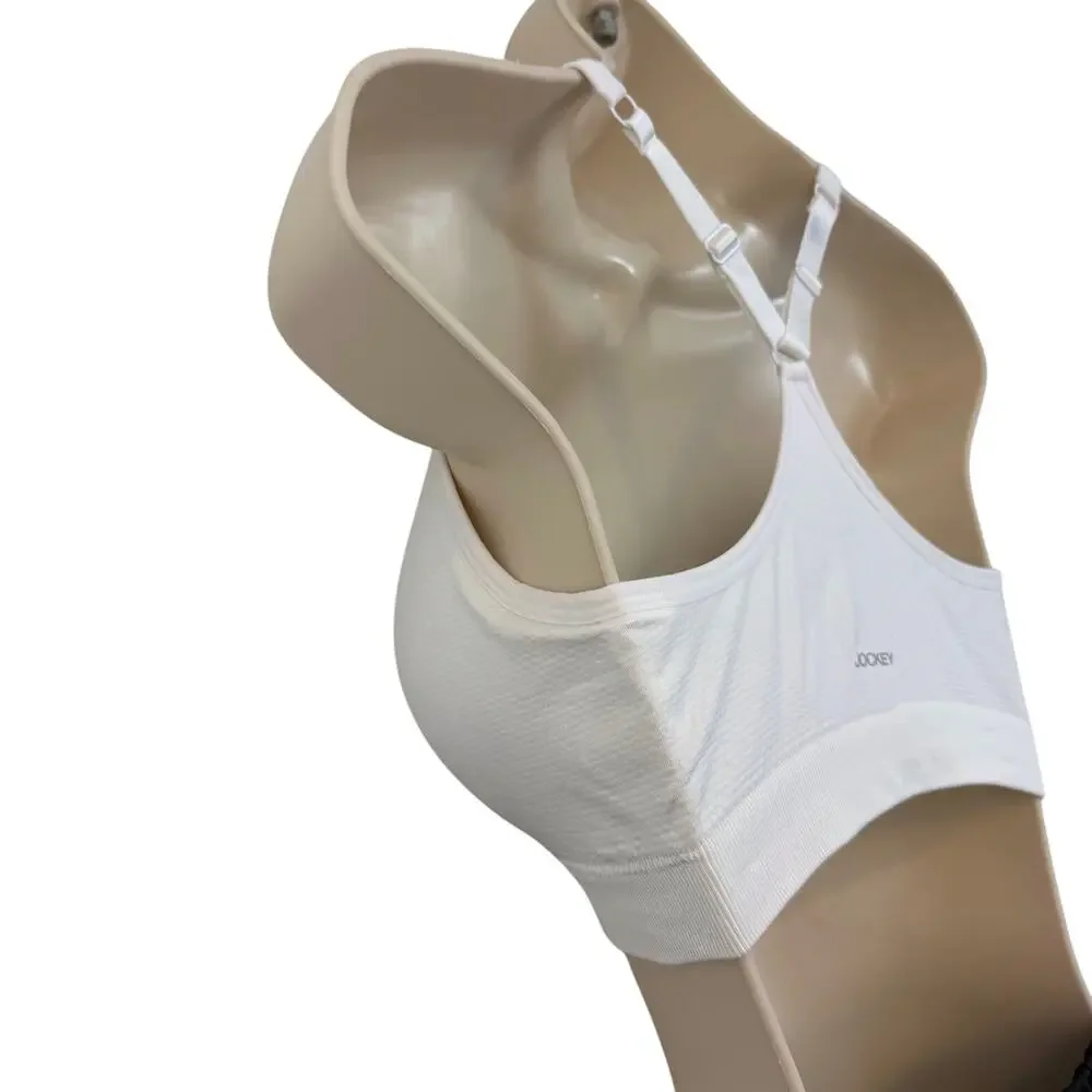 Women's White Jockey Racerback Sports Bra Molded Cup Adjustable Straps Medium - Picture 3 of 16